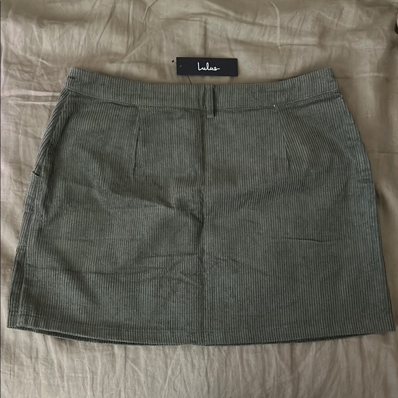 Lulu's Green Corduroy Mini Skirt - Picture 2 of 3